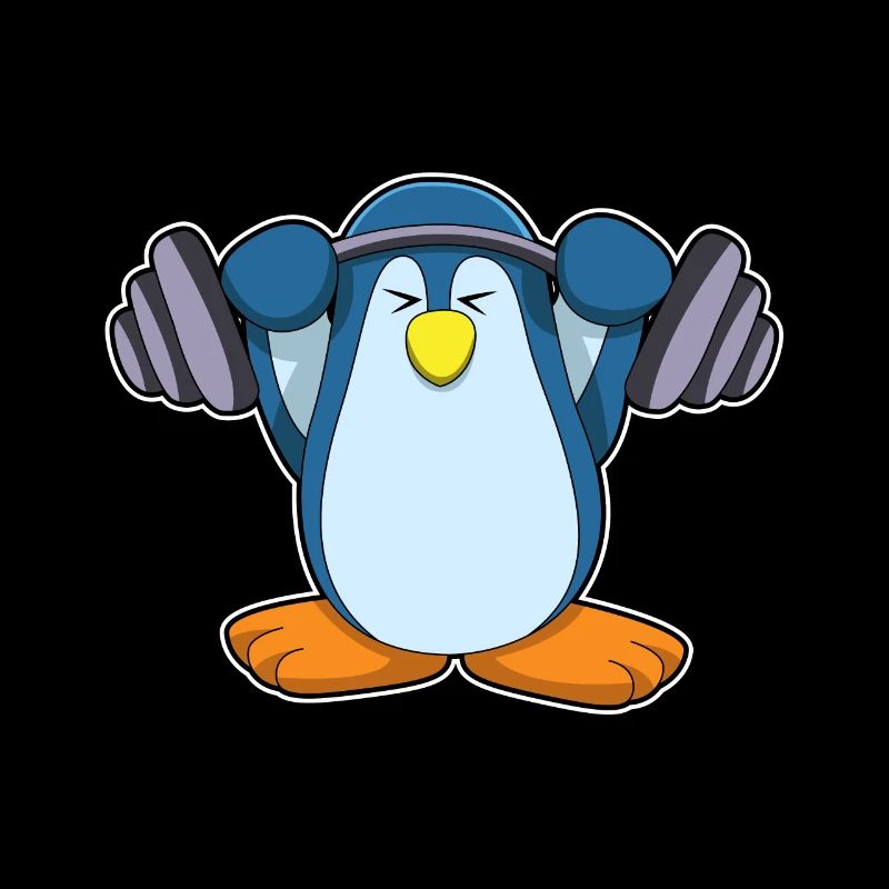 Pingouin lors de la musculation avec haltères courts