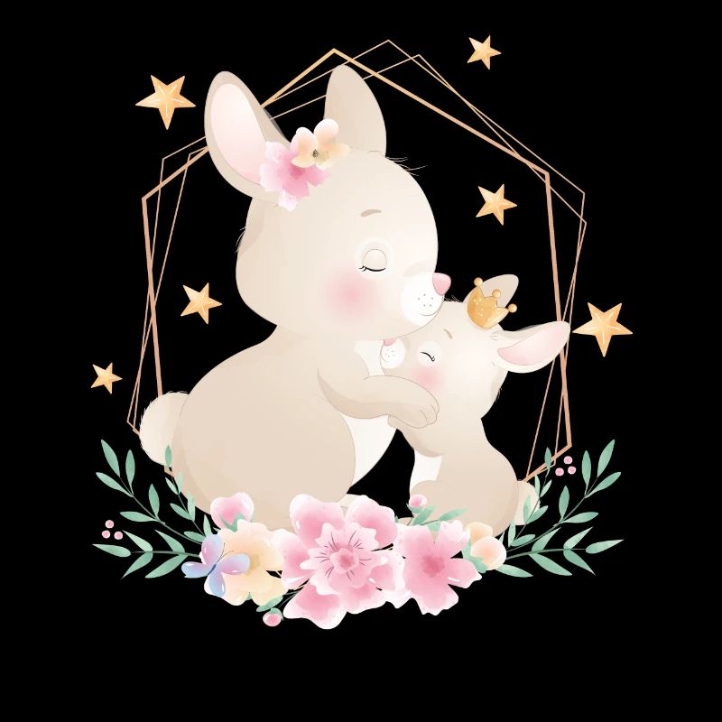 Süßes Hasen Baby mit Hasenmama