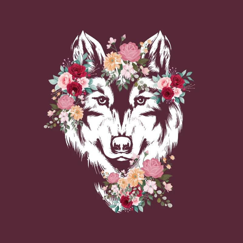 Wolf Wolfskopf Fleurs Déco