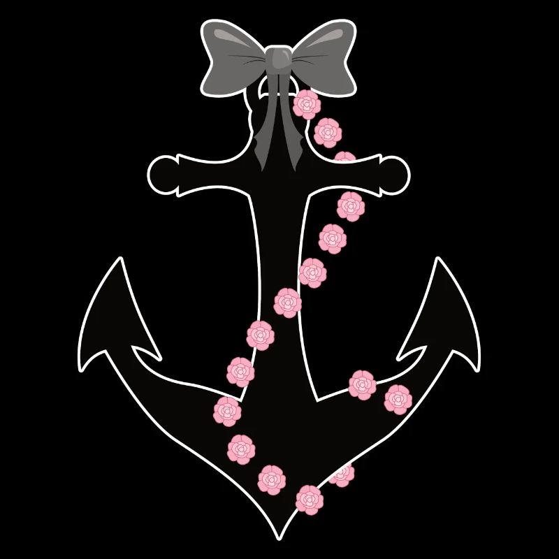 Anchor with bow and roses rope