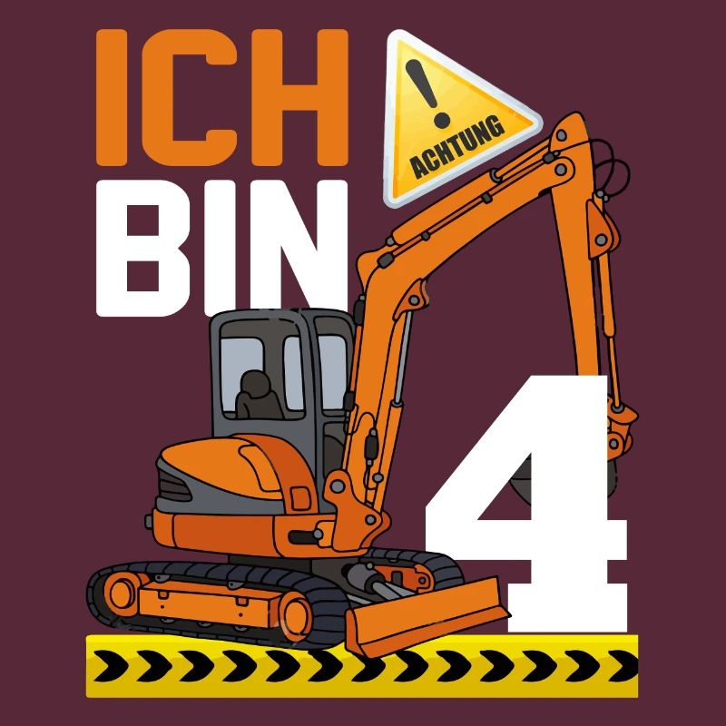 4. Geburtstag Achtung Ich Bin 4 Bagger Baustelle
