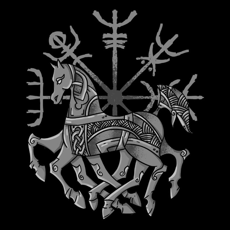 Viking Odin Horse Sleipnir with compass Vegvisir