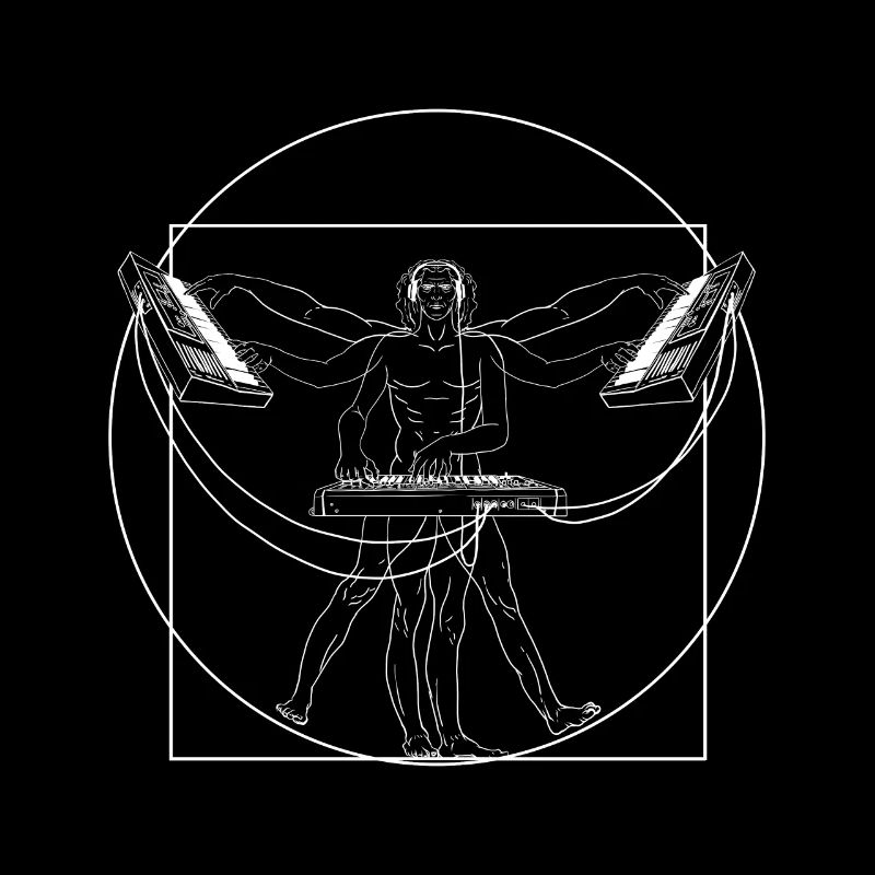 Synthesizer Vitruvian Man Techno House Funny Synth