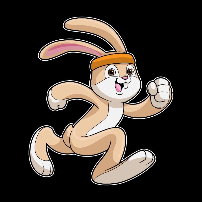 Lapin en train de courir avec un bandeau