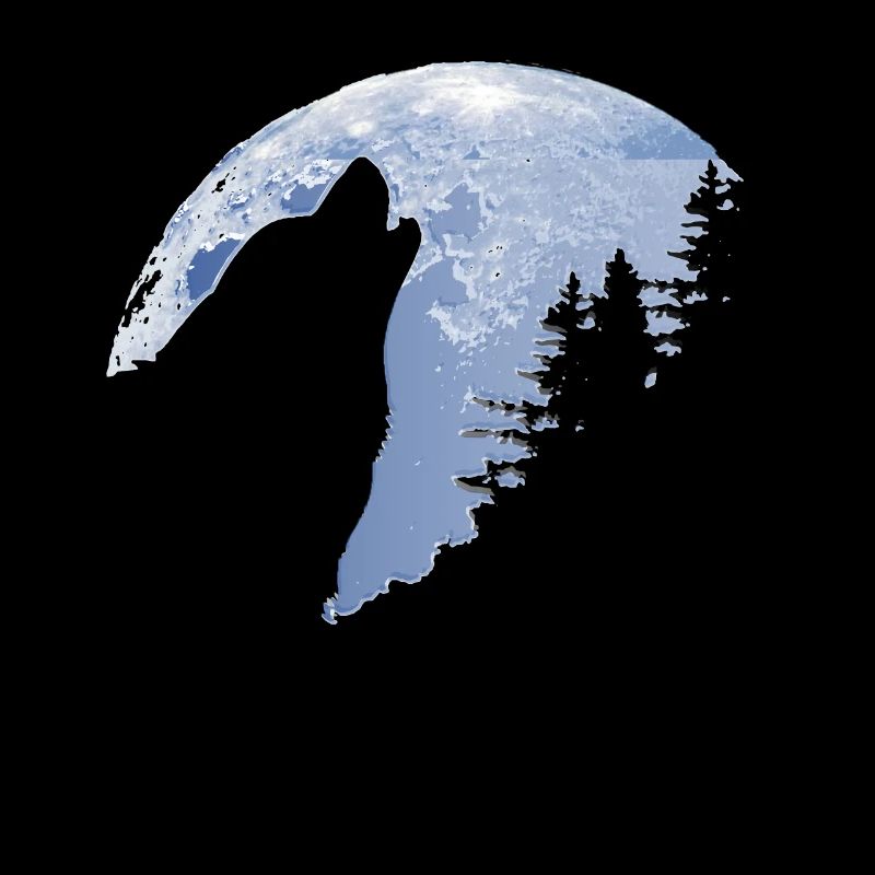 Wolf hurle sur la lune - La silhouette de Wolf