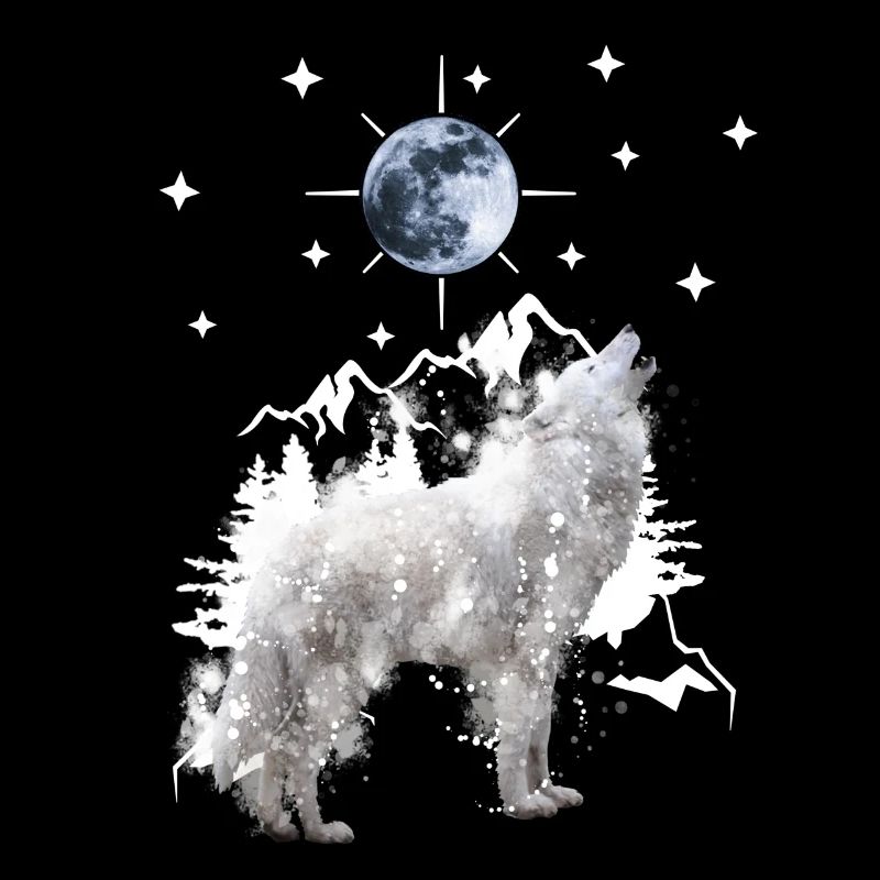 silhouette de loup hurlant avec la lune