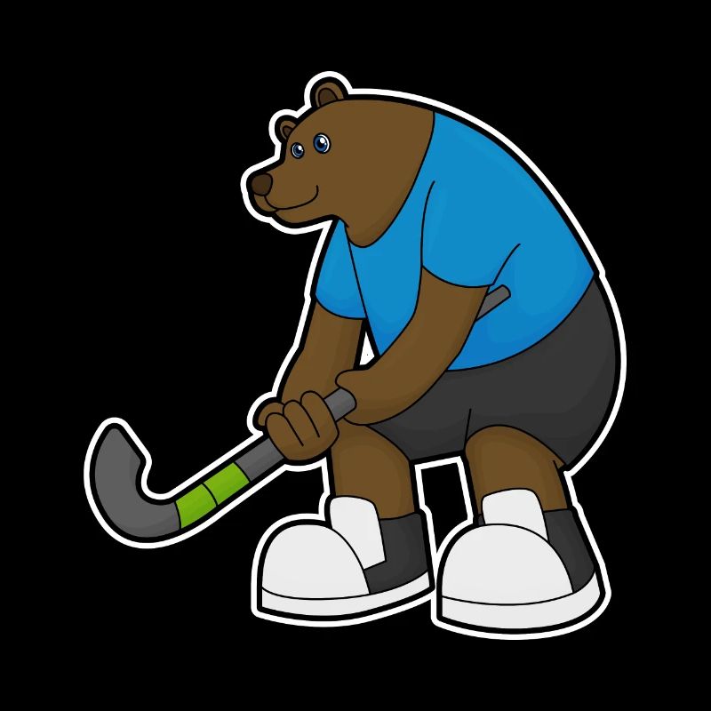 Bär beim Hockey mit Hockeyschläger