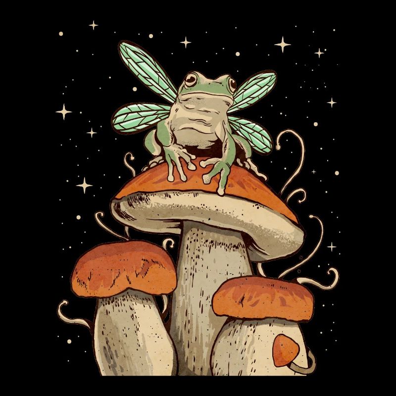 Cottagecore Esthétique Fée Grenouille sur Champignon