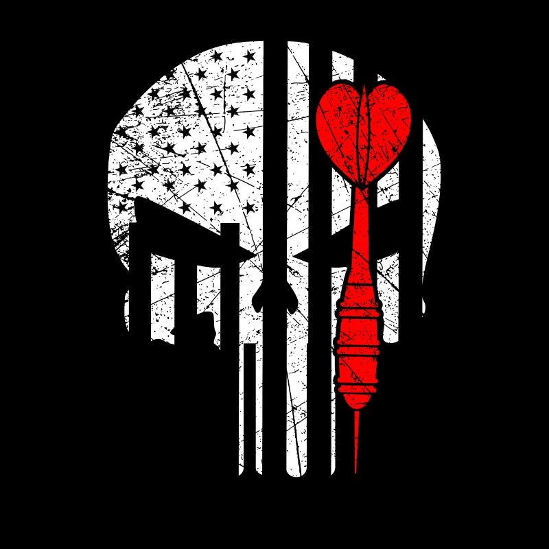 Dart Lover Player Darts Funny Skull American Flag