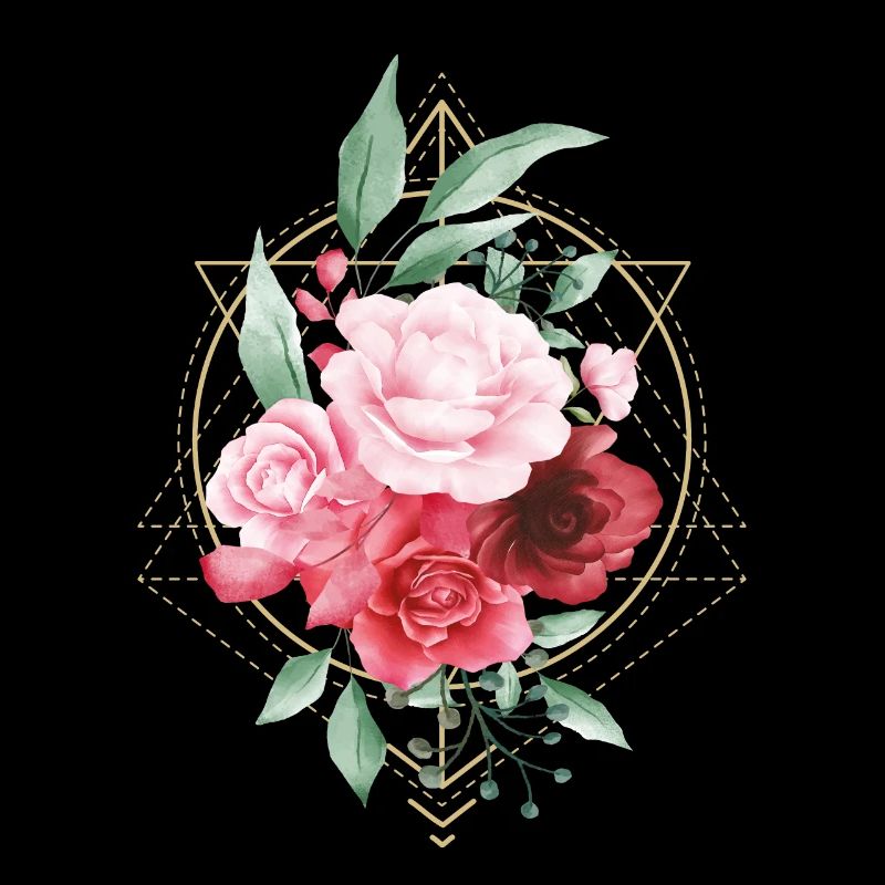 Boho Style Géométrie Roses Fleur Rétro Vintage