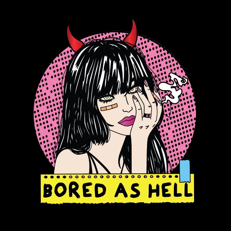 POP-ART Bored As Hell ARTWORK, Devil Frau 80er