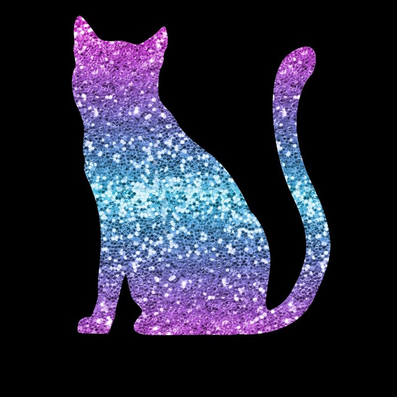 Cat Glitter Print Cat Lover Gift