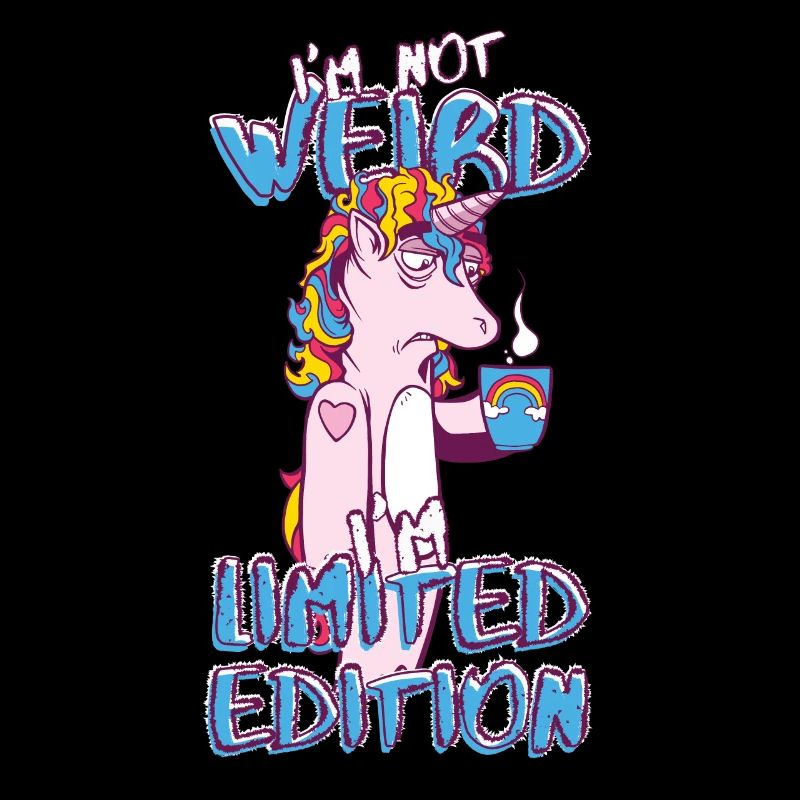 Cartoon Einhorn mit Kaffeetasse - Limited Edition