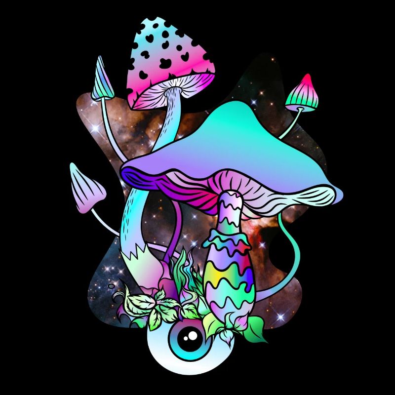 Champignons magiques Champignon coloré Art Goa Psy Trance