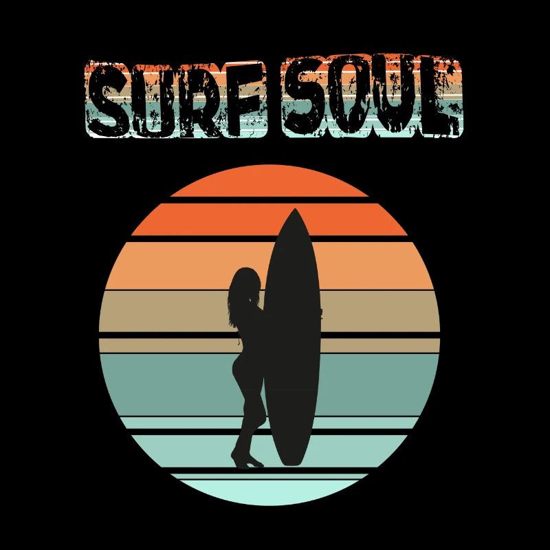 Surfer silhouette with sunset