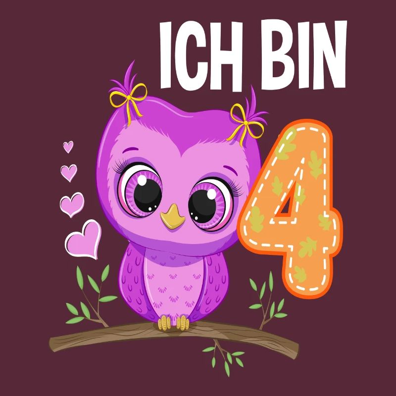 Ich Bin 4 Eule 4. Geburtstag Eulen Mädchen