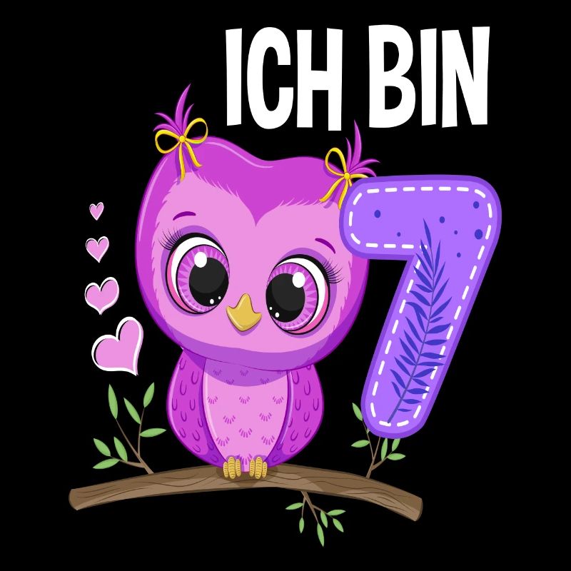 Ich Bin 7 Eule 7. Geburtstag Eulen Mädchen