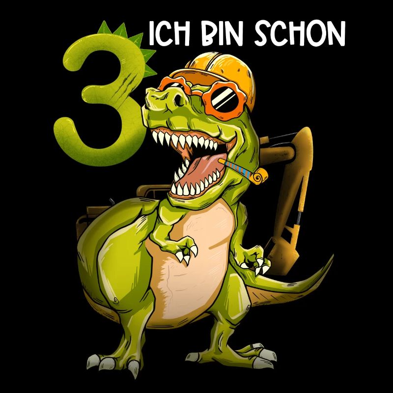 Geburtstag Kinder 3 Jahre Drei Dritter Dino Bagger