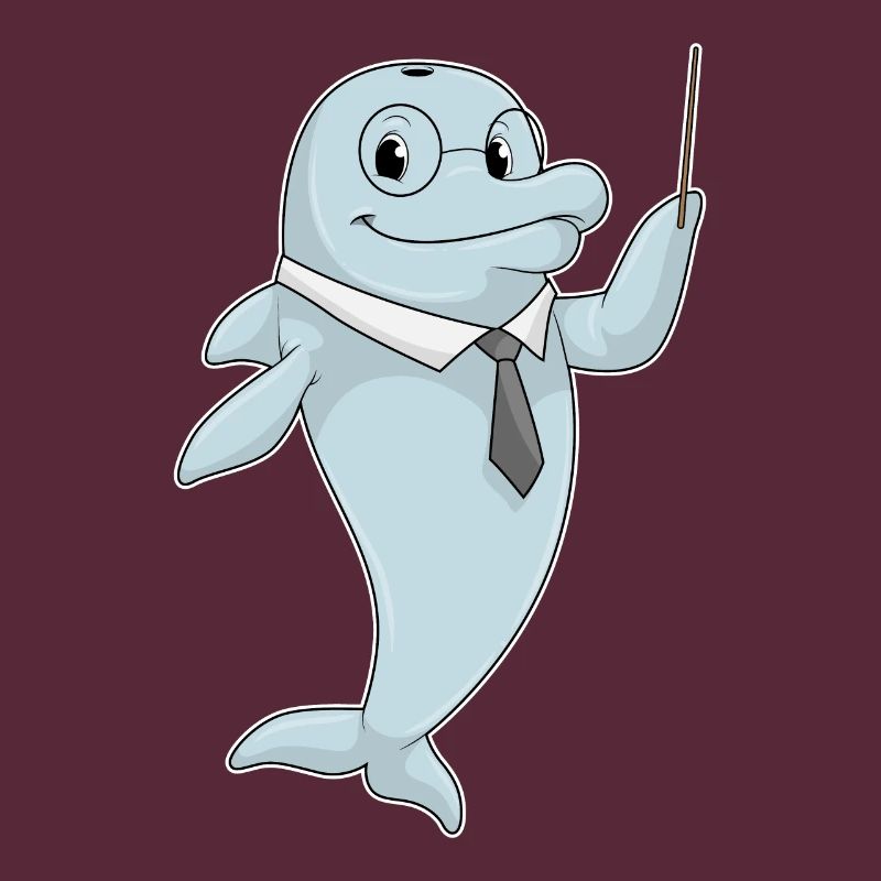 Delfin als Lehrer mit Pointer