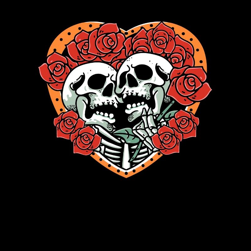 True Love Last Gothic Bones Skeleton Roses Death