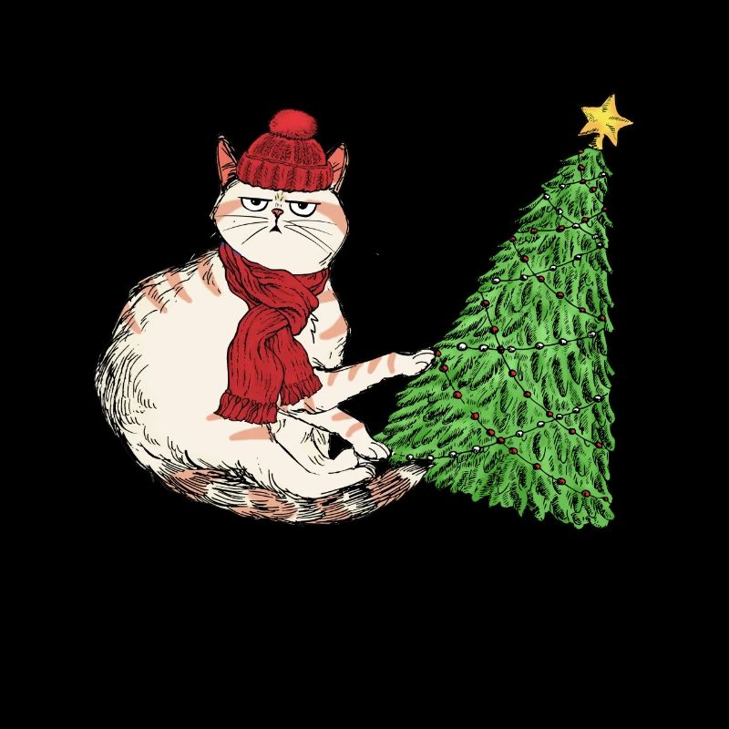 Chat effronté avec sapin de Noël et casquette kit pour enfants