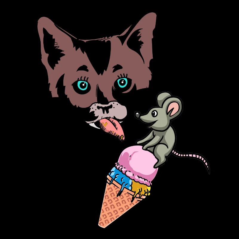 Summertime Cat Mouse Ice Cream Snacking Lick Child