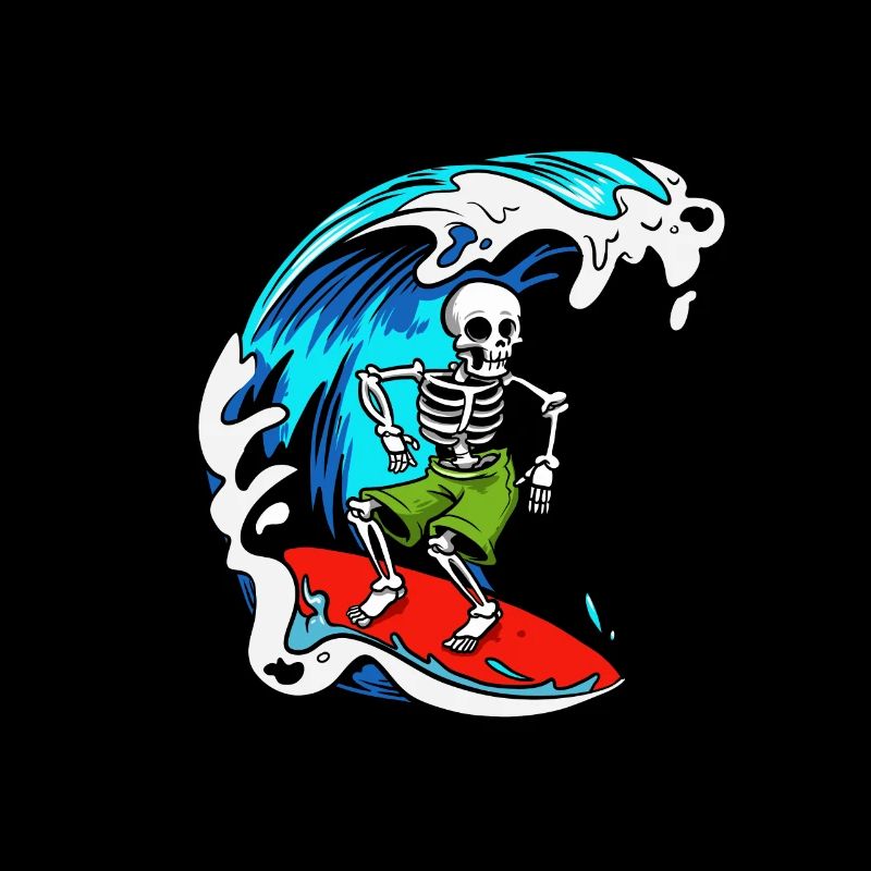 Seleton Surfer Surfing