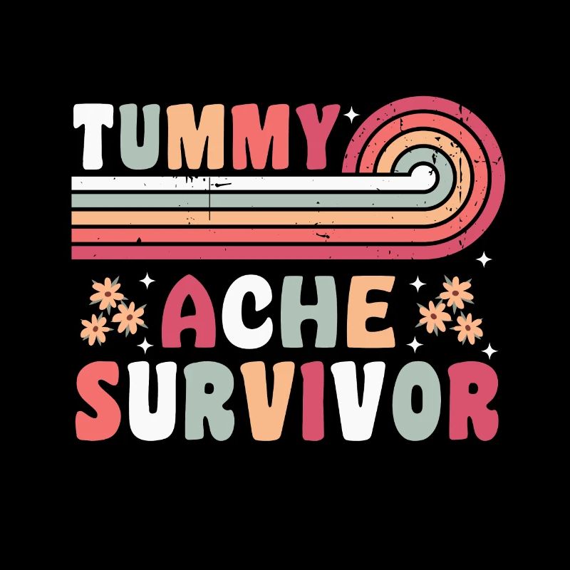 Tummy Ache Survivor Retro 70s Gift
