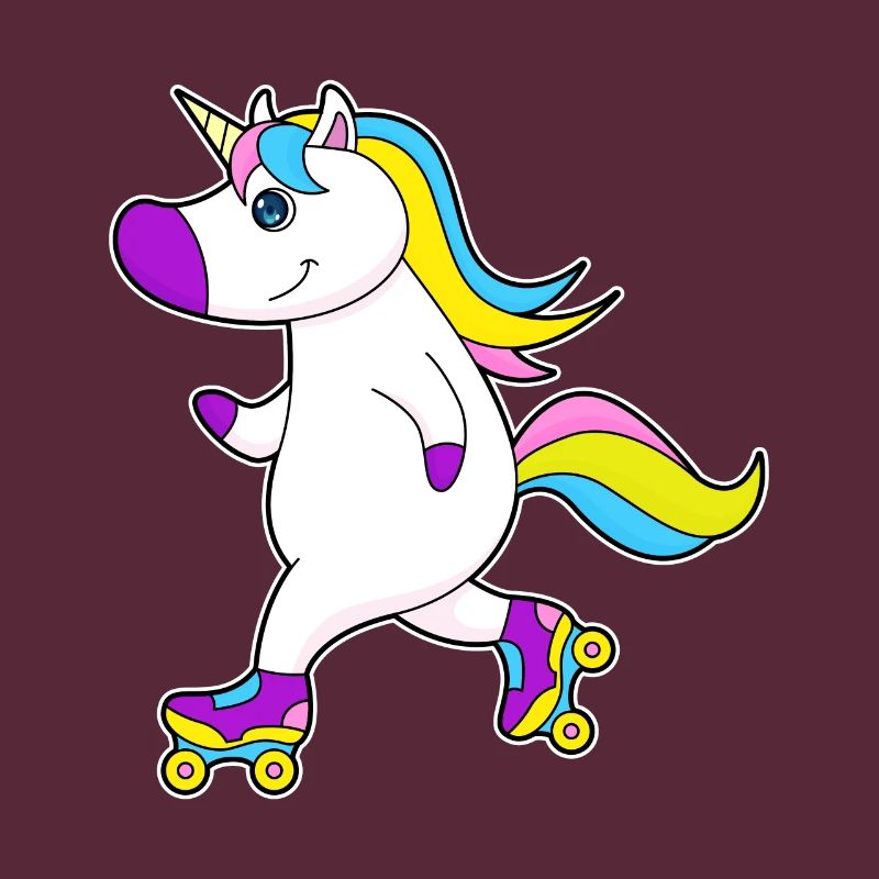 Unicorn during inline skating with roller skates