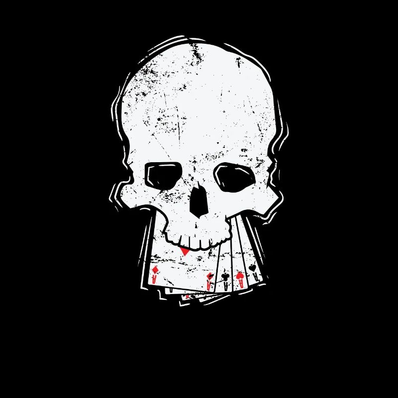 Totenkopf mit Karten Skat oder Poker Kartenspiel