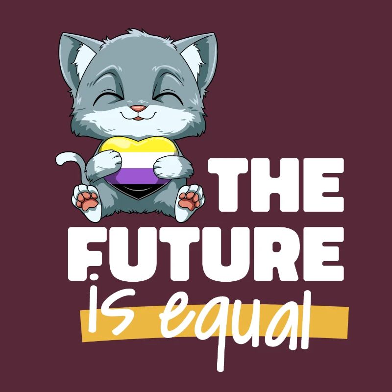 Kawaii Nonbinary Stolz Katze - Non Binary Herz