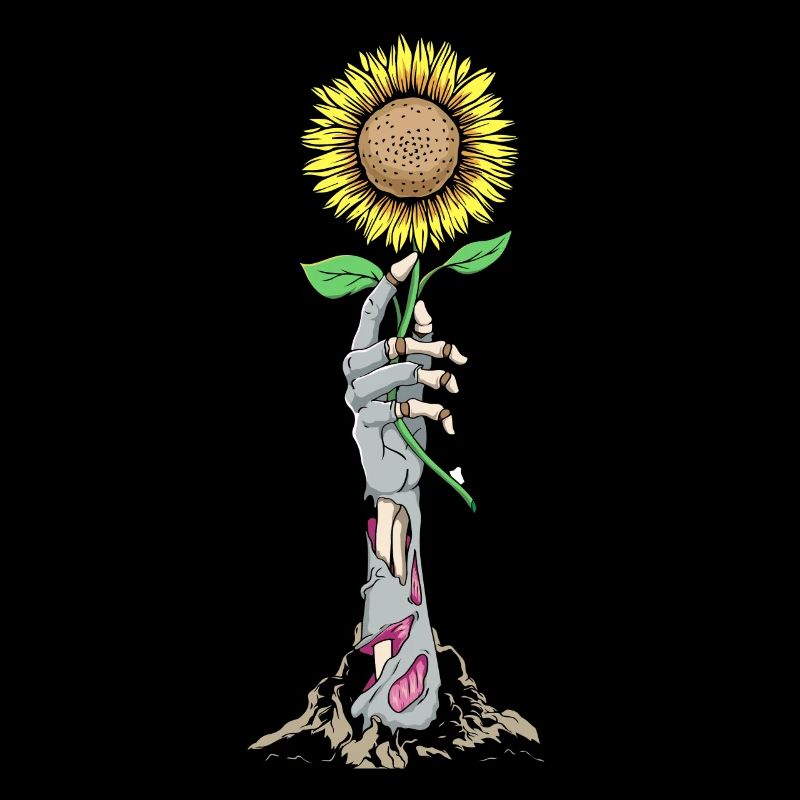 Zombiecore Aesthetic Skeleton Hand Sunflower