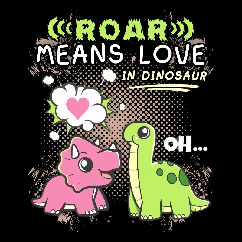 Dinosaurier Pärchen, lustiger Spruch Valentinstag