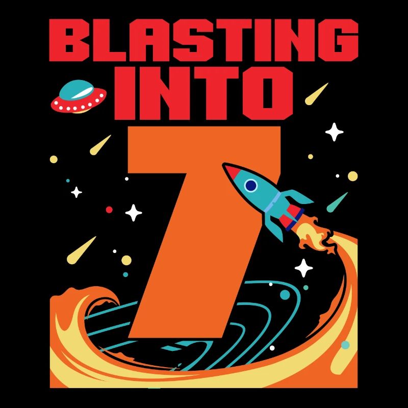 Blasting Into 7 7. Geburtstag Feier Bday