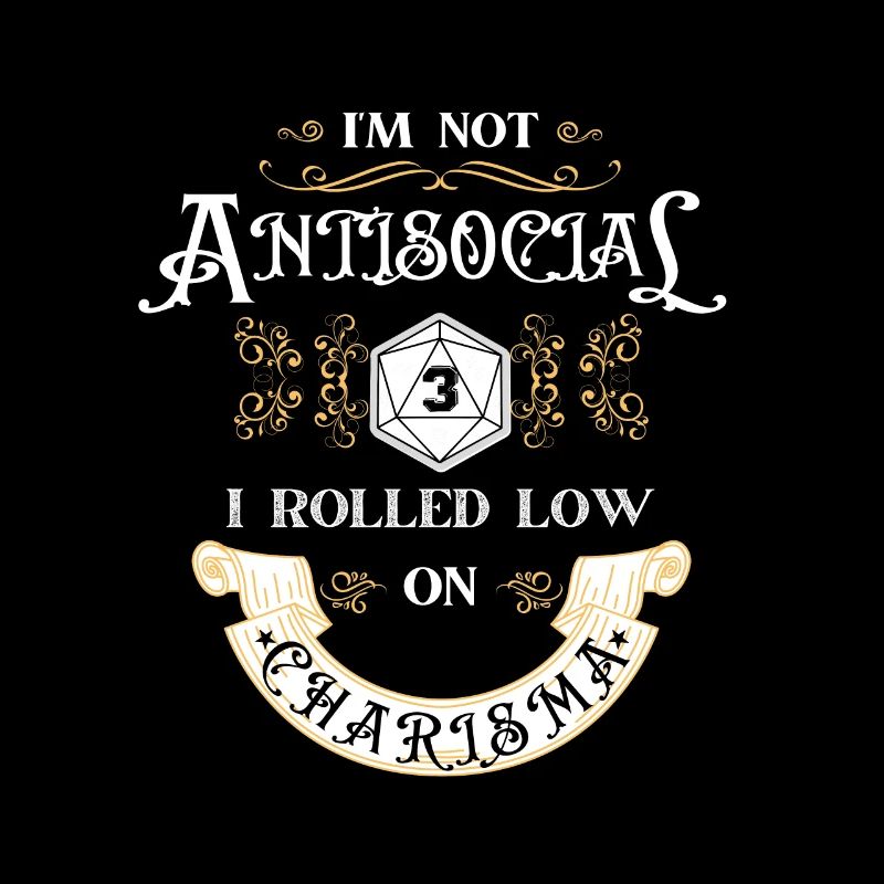 Pas antisocial, roulé bas charisme drôle RPG amour