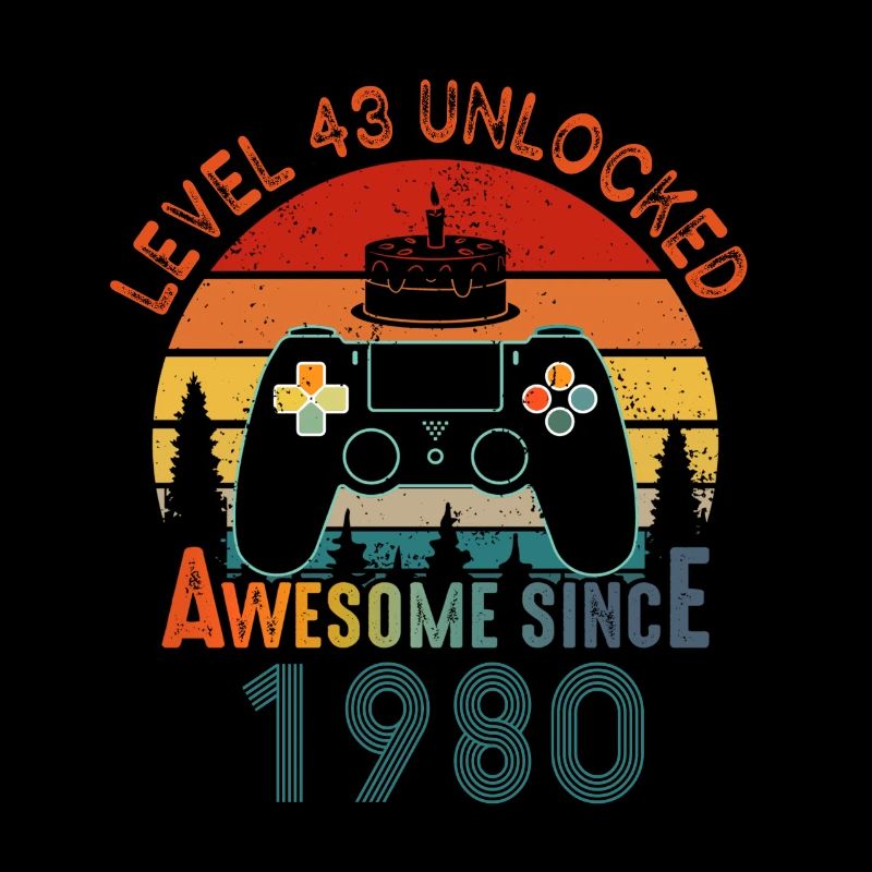Level 43 Unlocked Awesome Since 1980 Funny Gamer