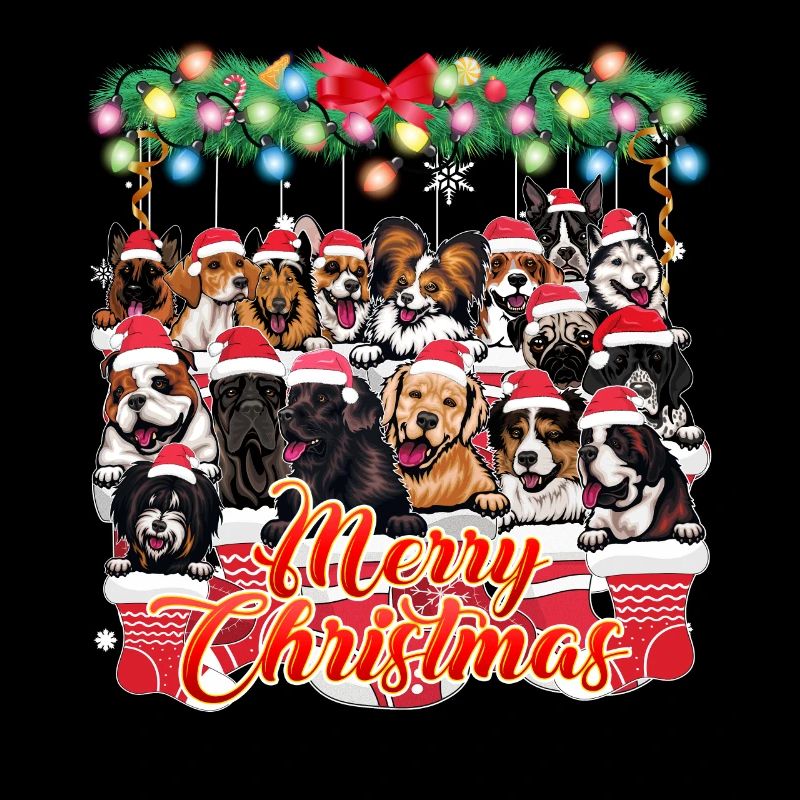 Joyeux Noël de chiens mignons et câlins