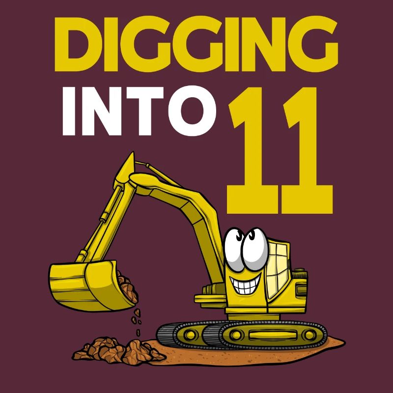 Excavator Driver Digging Into 11 Birthday