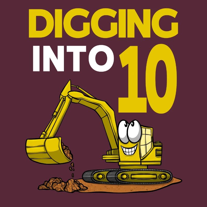 Excavator Driver Digging Into 10 Birthday