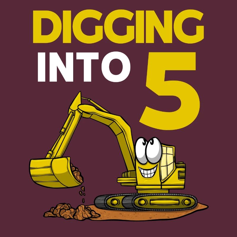 Excavator Driver Digging Into 5 Birthday Excavator