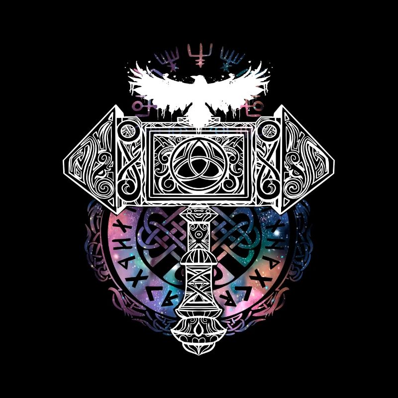 Thor Hammer Raven Mjölnir Rune Viking Galaxy