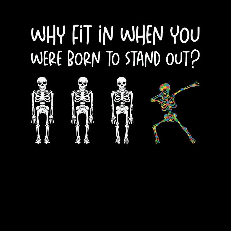 Colorful Skeleton Dabbing Support Autism Awareness