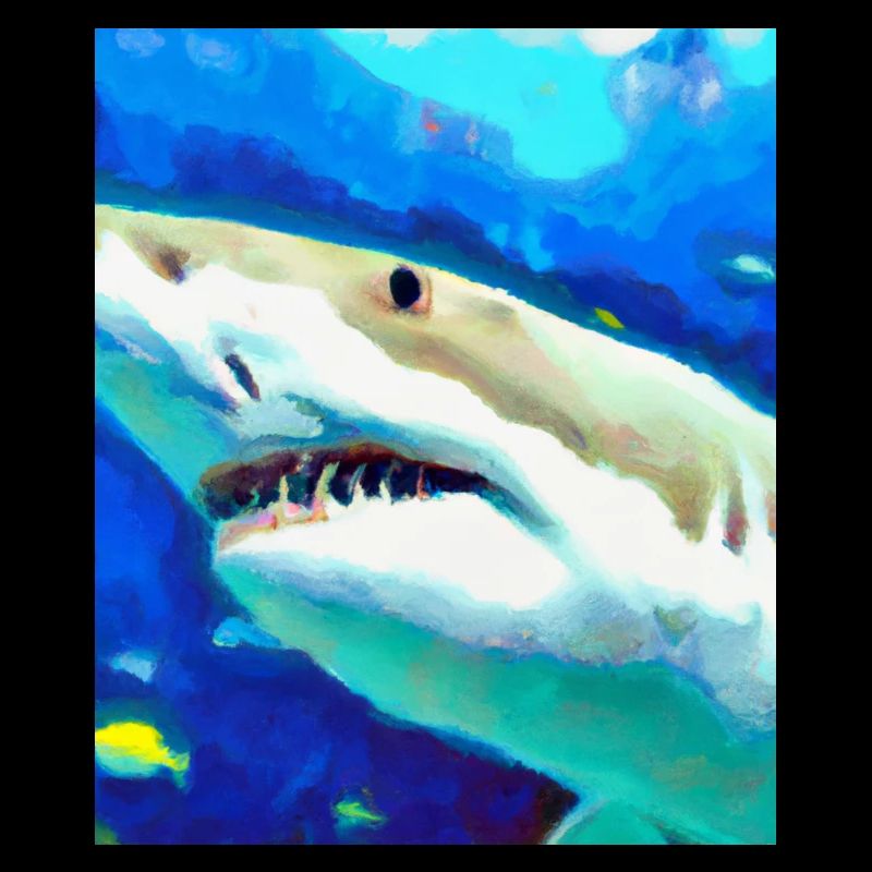 Great White Shark Vincent Van Gogh Style