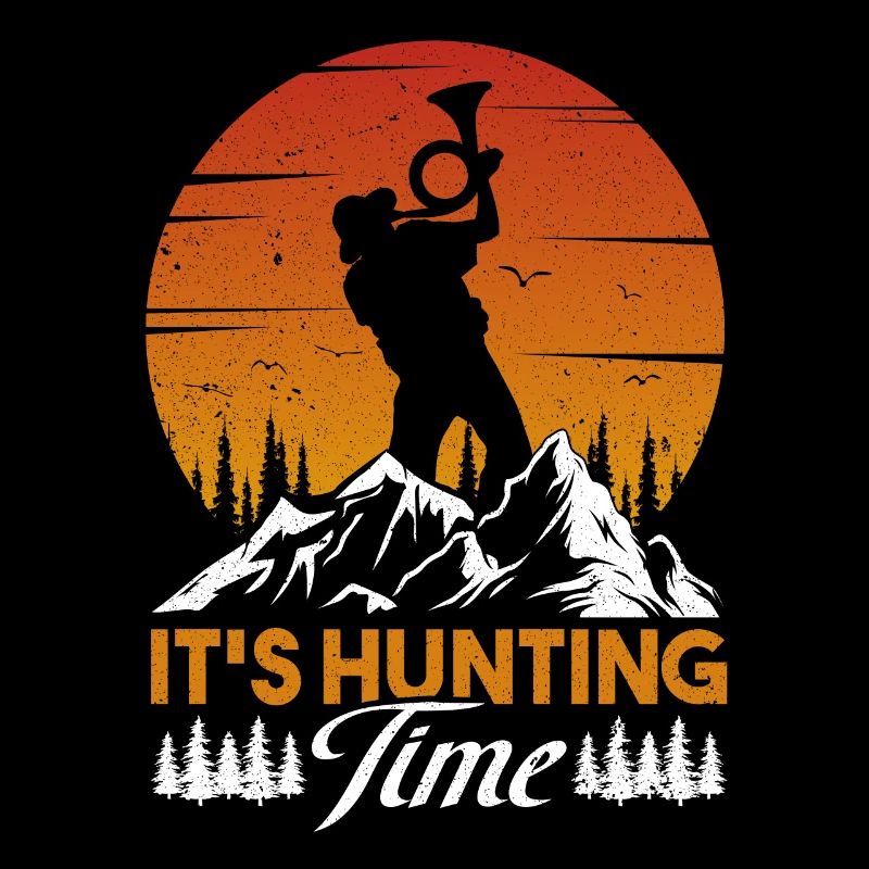 Temps de chasse amusant avec cor de chasse dans la nature
