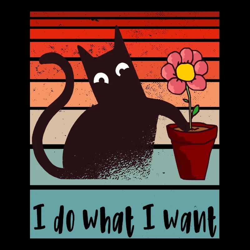 Je fais ce que je veux. Drôle de pot de fleurs de chat