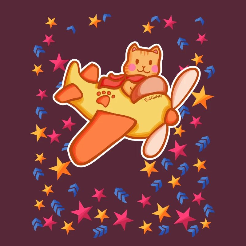 Cat pilot in the starry sky