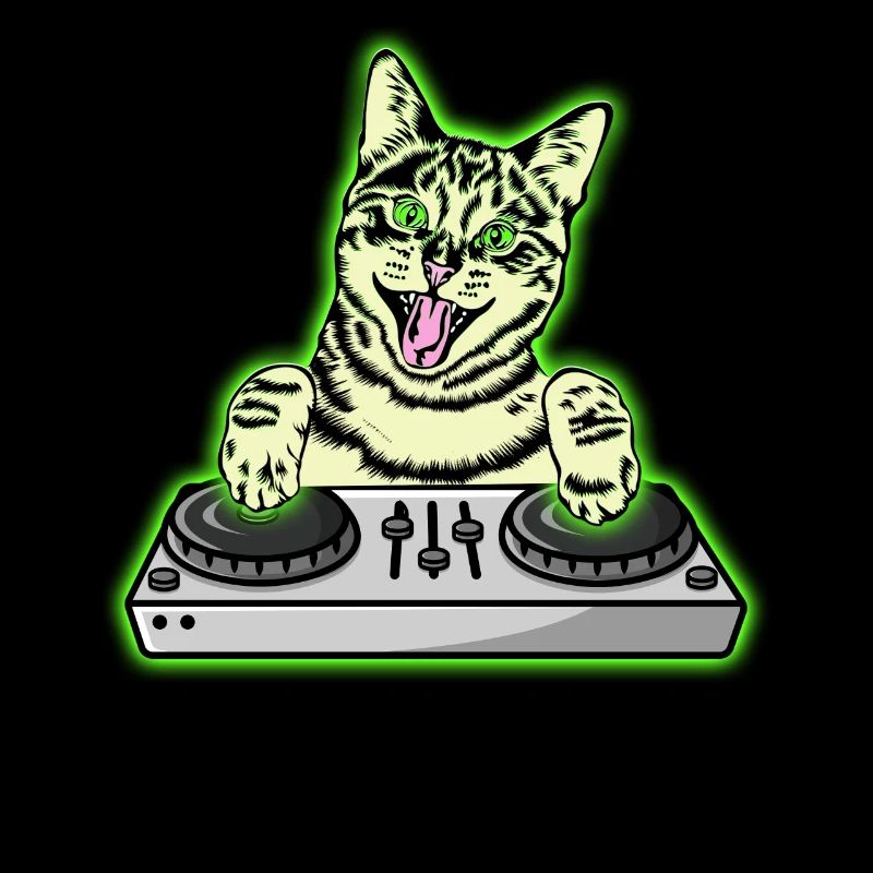 DJ Cat Techno Kitten EDM Dance Music Cat