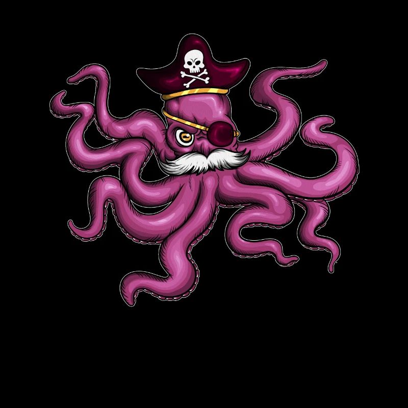 Octopus Pirate Pirate Hat Eye Patch Moustache