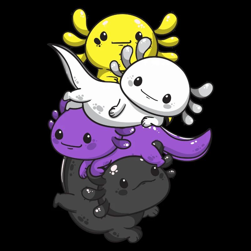 Non-binary pride kawaii axolotl pile nonbinä