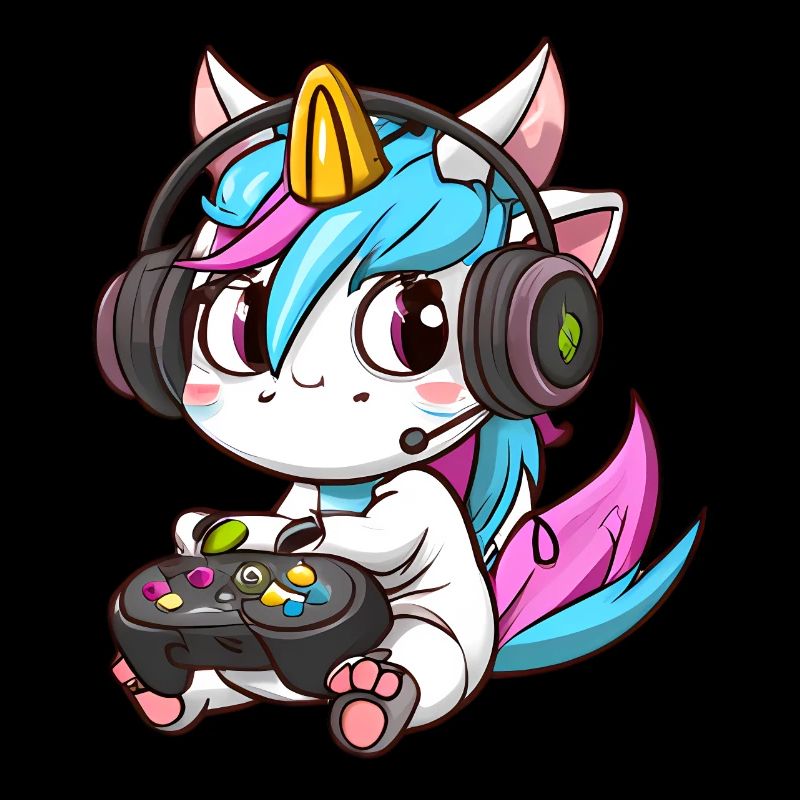 00234 süßes Einhorn mit Headset und Controller